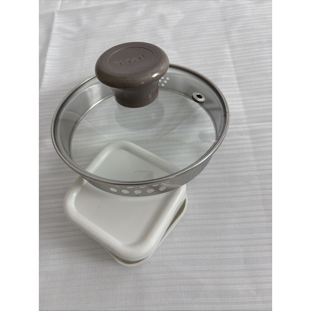 T-Fal Replacement Glass Lid~Steam Vent~Sturdy Knob, Inner Lip 5 3/8" Outer 5 7/8